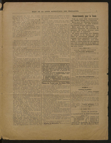 L'Echo de la Ligue patriotique des Françaises - Année 1919