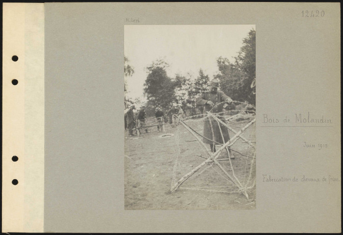 Bois de Molandin. Fabrication de chevaux de frise