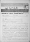 A.P.E.P. Agencia de Prensa España Popular (1973 ; n° 20-24 ; 26-31). Sous-Titre : Boletín de información del FRAP