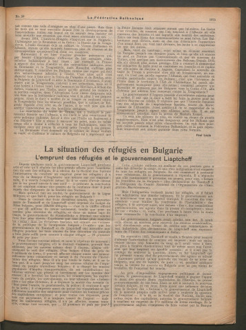 Janvier 1927 - La Fédération balkanique