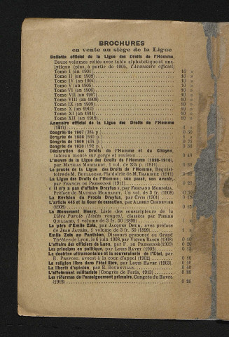 Juillet 1914 - Bulletin officiel de la Ligue des Droits de l'Homme