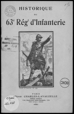 Historique du 63ème régiment d'infanterie