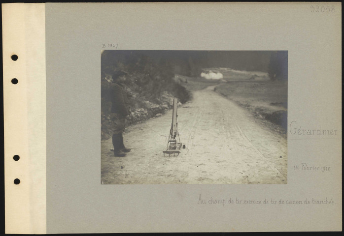 Gérardmer. Au champ de tir, exercice de tir de canon de tranchée