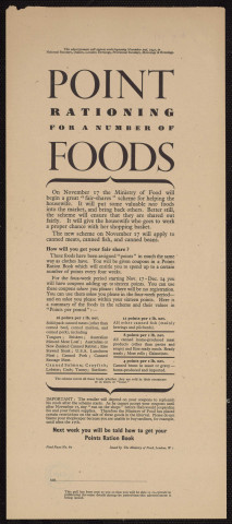 Point rationing for a number of foods