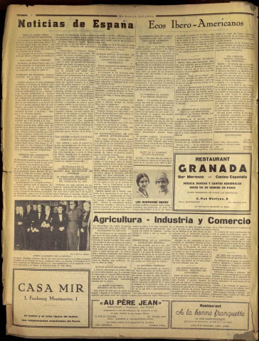 El Hogar español (1941 : n° 1-47). Sous-Titre : boletín semanal de información por la patria, el país y la justicia