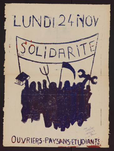 Lundi 24 novembre : solidarité ouvriers, paysans, étudiants