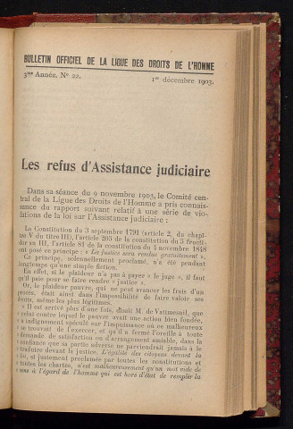 Décembre 1903 - Bulletin officiel de la Ligue des Droits de l'Homme