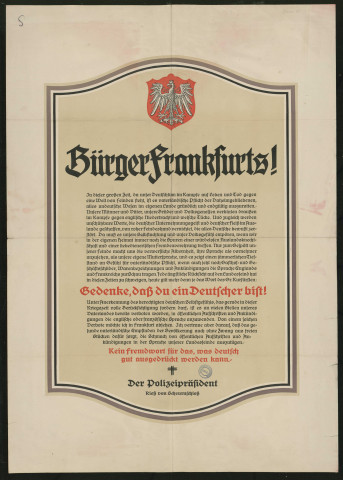 BürgerFrankfurts ! ... Gedenke, dass du ein Deutscher bist!
