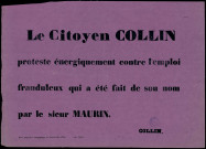 Le citoyen Collin proteste énergiquement contre l'emploi… De son nom par le sieur Maurin