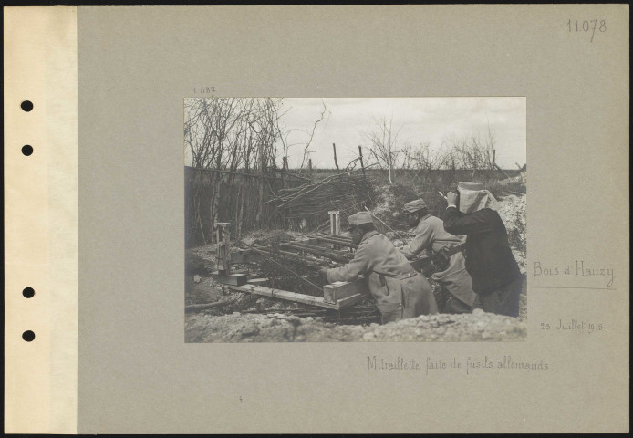Bois d'Hauzy. Mitraillette faite de fusils allemands