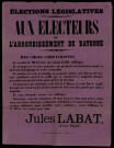 Aux électeurs de l'arrondissement de Bayonne : Jules Labat