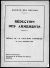Réduction des armements. Sous-Titre : Débats de la cinquième assemblée du 4 au 6 septembre 1924