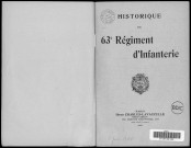 Historique du 63ème régiment d'infanterie