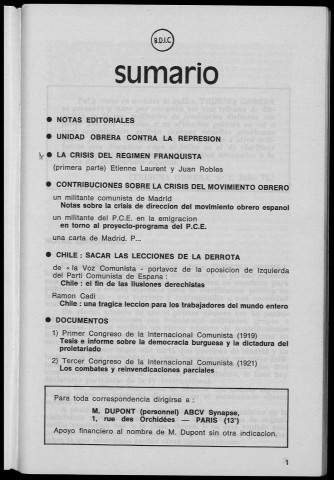 Tribuna obrera (1974 : n° 2). Sous-Titre : revista marxista para la clarificación política en las filas obreras