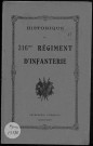 Historique du 316ème régiment d'infanterie