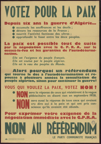 Votez pour la paix : non au référendum