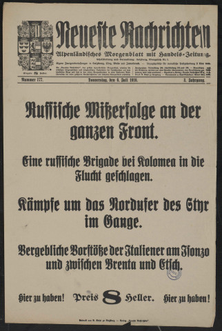 Neueste Nachrichten : Alpenländisches Morgenblatt mit Handels-Zeitung