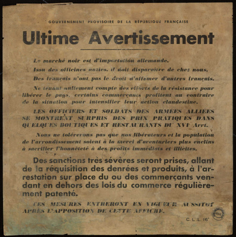 Ultime avertissement : le marché noir