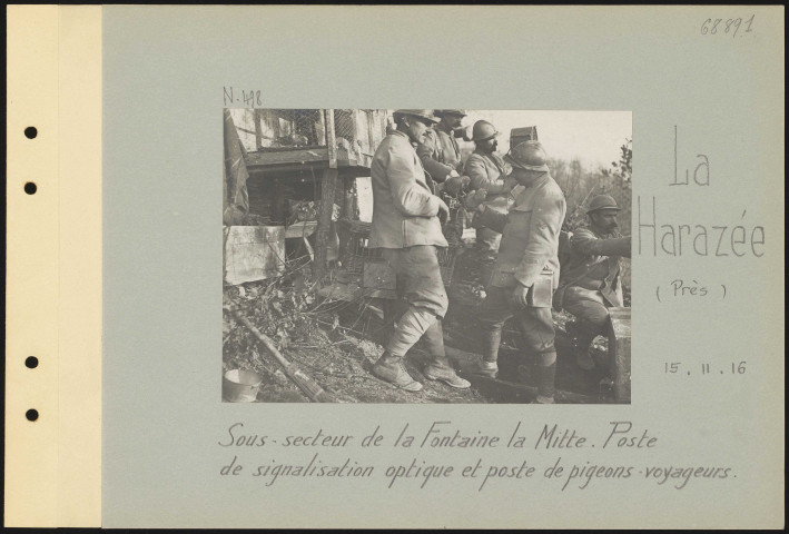 La Harazée (près). Sous-secteur de la Fontaine La Mitte. Poste de signalisation optique et poste de pigeons-voyageurs