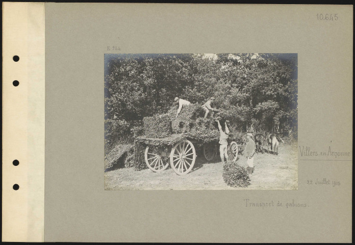 Villers-en-Argonne. Transport de gabions