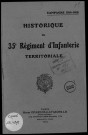 Historique du 35ème régiment territorial d'infanterie