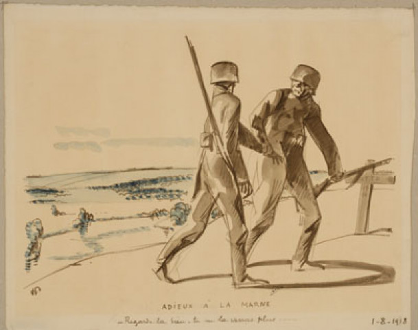 Adieux à la Marne. -Regarde-la bien, tu ne la verras plus ... 1-8-1918