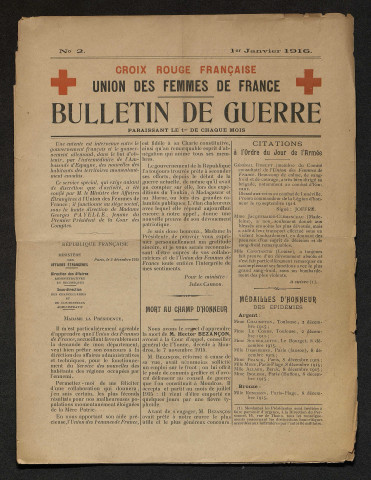 Année 1916 - Bulletin de guerre