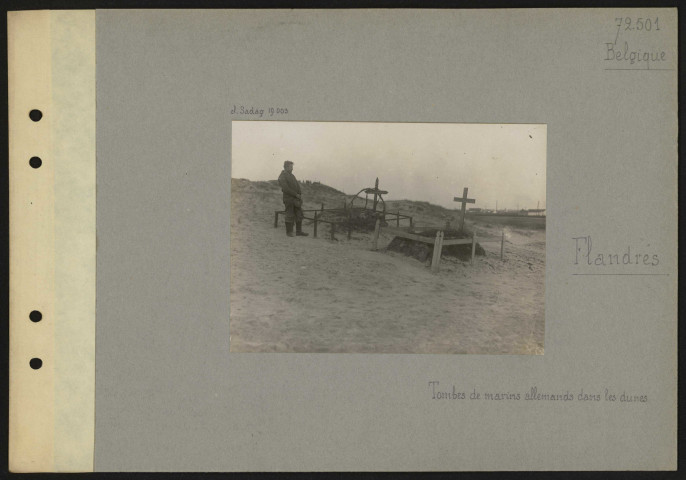 Flandres (Belgique). Tombes de marins allemands dans les dunes