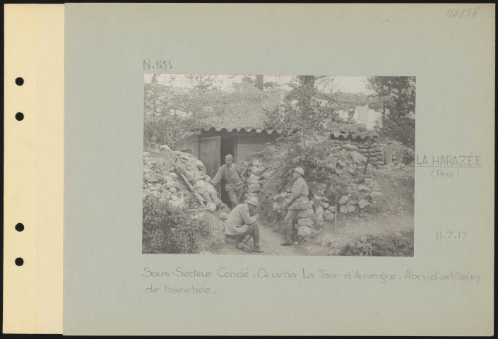 La Harazée (près). Sous-secteur Condé. Camp Condé. Quartier La Tour d'Auvergne. Abri d'artilleurs de tranchée
