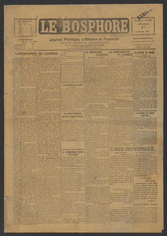 Janvier 1922 - Le Bosphore