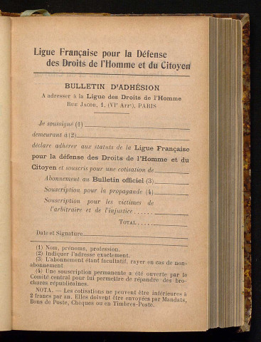 Août 1905 - Bulletin officiel de la Ligue des Droits de l'Homme