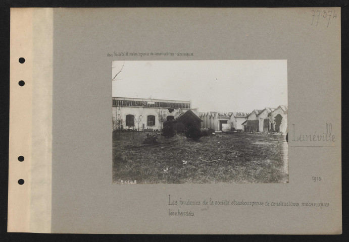 Lunéville. Les fonderies de la Société strasbourgeoise bombardées
