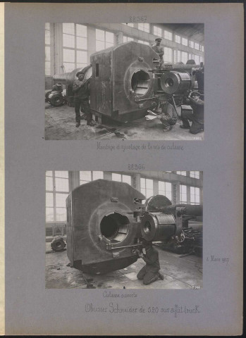 S.l. Obusier Schneider de 520 sur affût-truck. Montage et ajustage de la vis de culasse