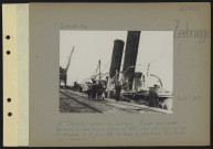 Zeebrugge. Le "Brussels", bateau du capitaine Fryatt qui avait éperonné le sous-marin allemand "U 33", avait été capturé par les Allemands le 24 juin 1916, et dont la capitaine fut fusillé par l'ennemi