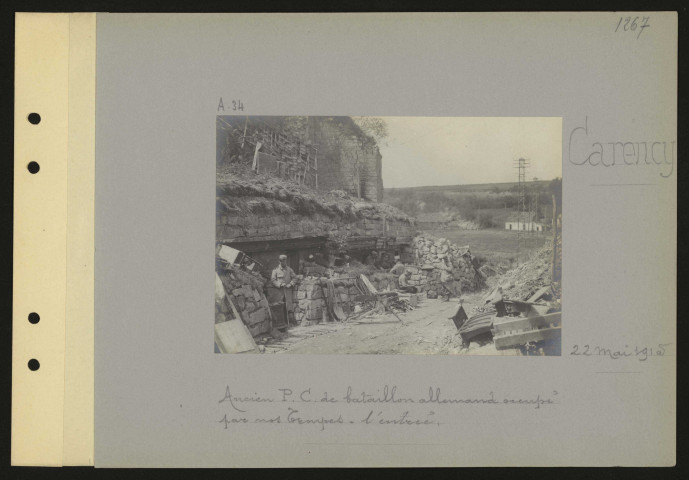 Carency. Ancien PC de bataillon allemand occupé par nos troupes : l'entrée