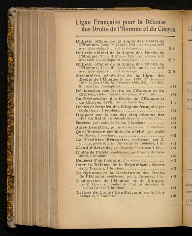 Novembre 1904 - Bulletin officiel de la Ligue des Droits de l'Homme