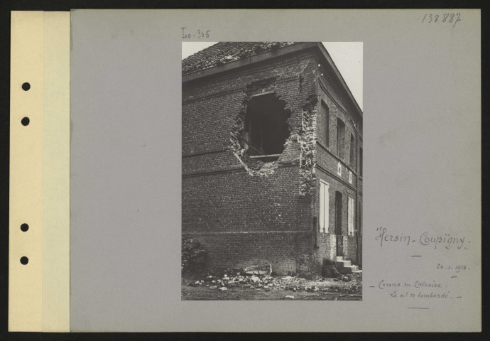 Hersin-Coupigny. Corons du Calvaire. Le n° 10 bombardé