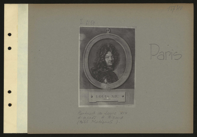 Paris. Portrait de Louis XIV d'après H. Rigaud (Bibliothèque nationale)
