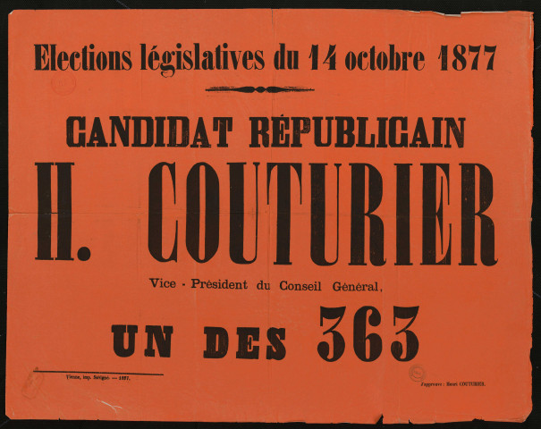Élections législatives : Candidat républicain H. Couturier