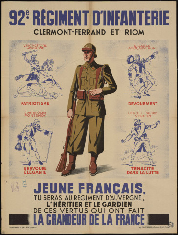 92e régiment d'infanterie : jeune français... héritier et le gardien... grandeur de la France