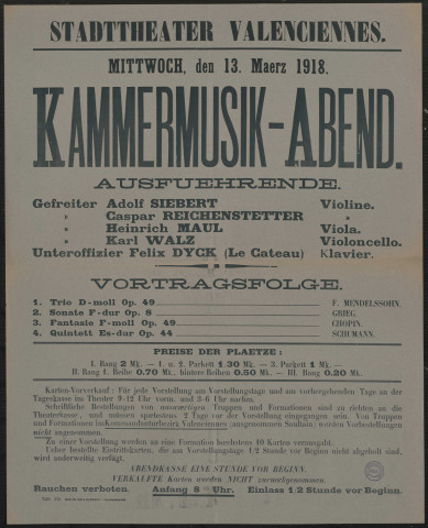 Stadttheater Valenciennes : Kammermusik-Abend