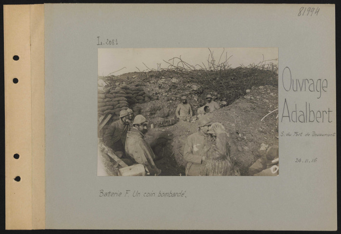 Ouvrage Adalbert (sud du Fort de Douaumont). Batterie F. Un coin bombardé