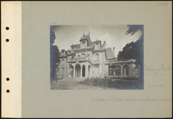 Saulcy-sur-Meurthe. Le château de M. Gilottin bombardé par les Français en août 1914