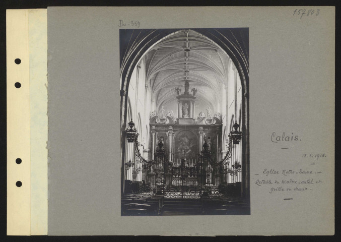 Calais. Église Notre-Dame. Retable du maître-autel et grille du chœur