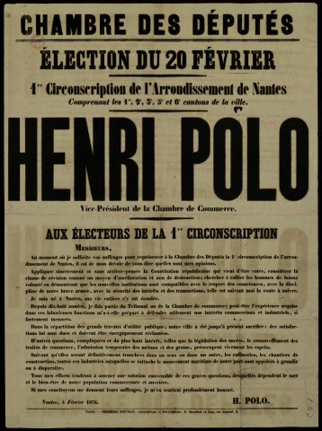 1re circonscription de l'arrondissement de Nantes : Henri Polo
