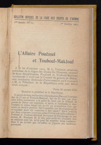 Janvier 1903 - Bulletin officiel de la Ligue des Droits de l'Homme