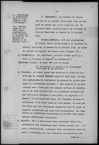 Séance du CSG du 12 février 1919 à 11h. Sous-Titre : Conférences de la paix
