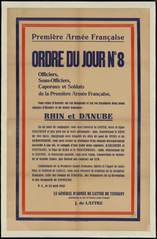 Première Armée française : ordre du jour N° 8