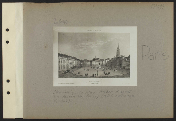 Paris. Strasbourg. La place Kléber d'après un dessin de Deroy (Bibliothèque nationale Va 168)