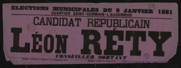 Élections municipales Quartier Saint-Germain-L'Auxerrois : Candidat Républicain Léon Réty